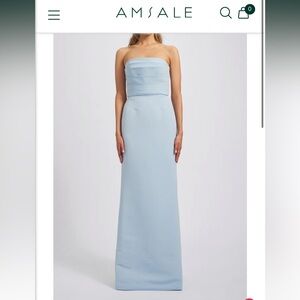 Amsale Strapless Sky Blue Gown